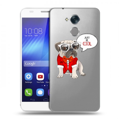 Полупрозрачный дизайнерский пластиковый чехол для Huawei Honor 6C Прозрачные щенки