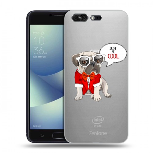 Полупрозрачный дизайнерский пластиковый чехол для ASUS ZenFone 4 Pro Прозрачные щенки