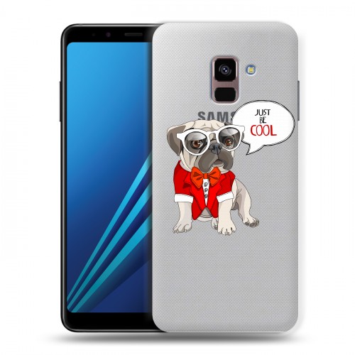 Полупрозрачный дизайнерский пластиковый чехол для Samsung Galaxy A8 Plus (2018) Прозрачные щенки
