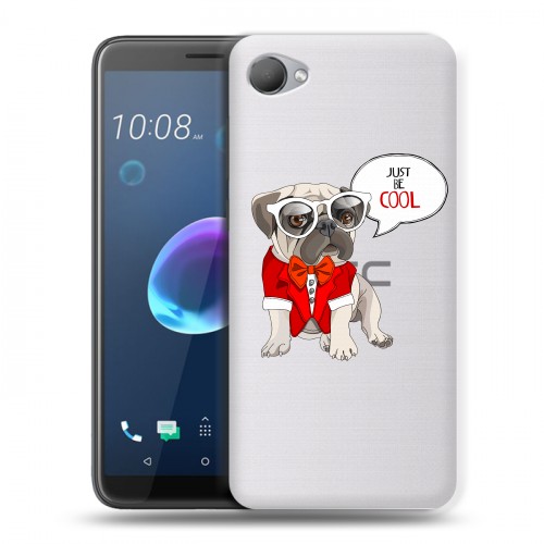 Полупрозрачный дизайнерский пластиковый чехол для HTC Desire 12 Прозрачные щенки
