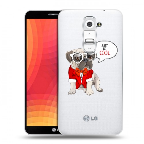 Полупрозрачный дизайнерский пластиковый чехол для LG Optimus G2 Прозрачные щенки