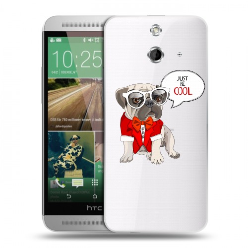 Полупрозрачный дизайнерский пластиковый чехол для HTC One E8 Прозрачные щенки