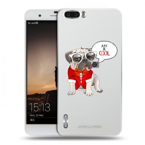 Полупрозрачный дизайнерский пластиковый чехол для Huawei Honor 6 Plus Прозрачные щенки
