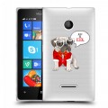 Полупрозрачный дизайнерский пластиковый чехол для Microsoft Lumia 435 Прозрачные щенки