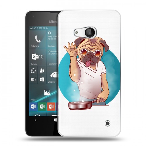 Полупрозрачный дизайнерский пластиковый чехол для Microsoft Lumia 550 Прозрачные щенки