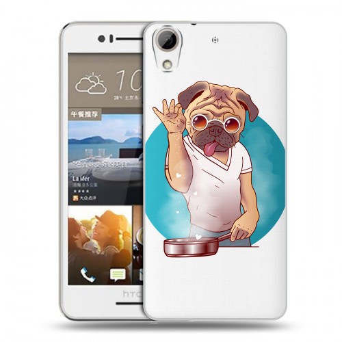 Полупрозрачный дизайнерский пластиковый чехол для HTC Desire 728 Прозрачные щенки
