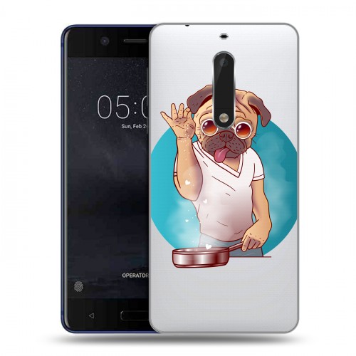 Полупрозрачный дизайнерский пластиковый чехол для Nokia 5 Прозрачные щенки