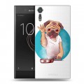 Полупрозрачный дизайнерский пластиковый чехол для Sony Xperia XZs Прозрачные щенки