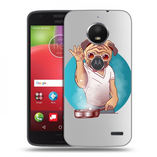 Полупрозрачный дизайнерский пластиковый чехол для Motorola Moto E4 Прозрачные щенки