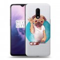 Полупрозрачный дизайнерский пластиковый чехол для OnePlus 7 Прозрачные щенки