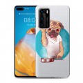 Полупрозрачный дизайнерский пластиковый чехол для Huawei P40 Прозрачные щенки