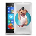 Полупрозрачный дизайнерский пластиковый чехол для Microsoft Lumia 435 Прозрачные щенки