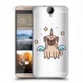 Полупрозрачный дизайнерский силиконовый чехол для HTC One E9+ Прозрачные щенки