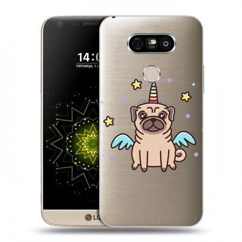 Полупрозрачный дизайнерский пластиковый чехол для LG G5 Прозрачные щенки