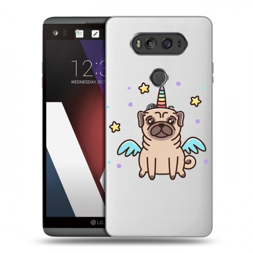 Полупрозрачный дизайнерский пластиковый чехол для LG V20 Прозрачные щенки