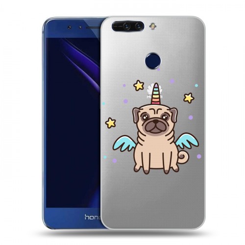 Полупрозрачный дизайнерский пластиковый чехол для Huawei Honor 8 Pro Прозрачные щенки
