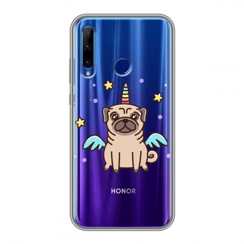 Полупрозрачный дизайнерский силиконовый чехол для Huawei Honor 10i Прозрачные щенки
