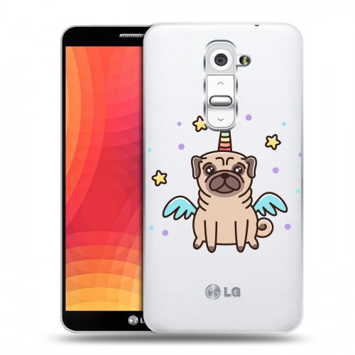 Полупрозрачный дизайнерский пластиковый чехол для LG Optimus G2 Прозрачные щенки