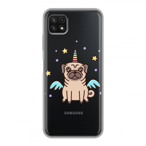 Полупрозрачный дизайнерский силиконовый чехол для Samsung Galaxy A22s 5G Прозрачные щенки