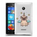 Полупрозрачный дизайнерский пластиковый чехол для Microsoft Lumia 435 Прозрачные щенки