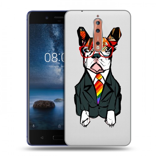 Полупрозрачный дизайнерский пластиковый чехол для Nokia 8 Прозрачные щенки
