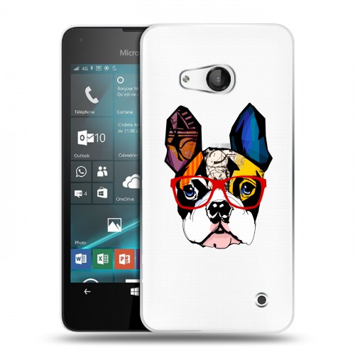 Полупрозрачный дизайнерский пластиковый чехол для Microsoft Lumia 550 Прозрачные щенки