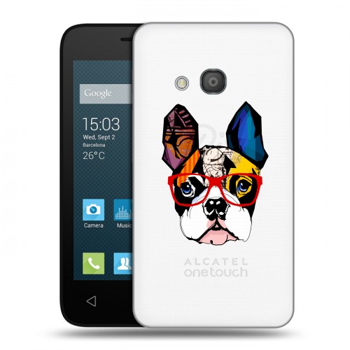 Полупрозрачный дизайнерский пластиковый чехол для Alcatel One Touch Pixi 4 (4) Прозрачные щенки