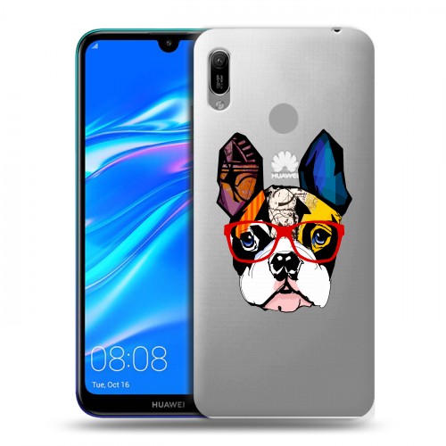 Полупрозрачный дизайнерский пластиковый чехол для Huawei Y6 (2019) Прозрачные щенки
