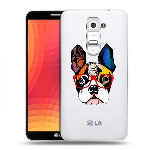 Полупрозрачный дизайнерский пластиковый чехол для LG Optimus G2 Прозрачные щенки