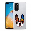 Полупрозрачный дизайнерский пластиковый чехол для Huawei P40 Прозрачные щенки