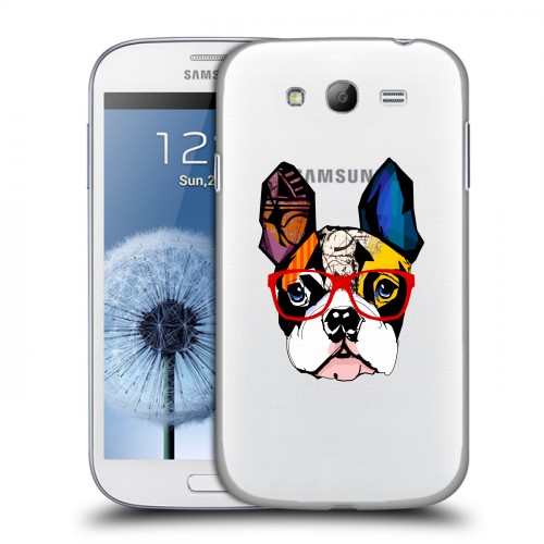 Полупрозрачный дизайнерский пластиковый чехол для Samsung Galaxy Grand Прозрачные щенки