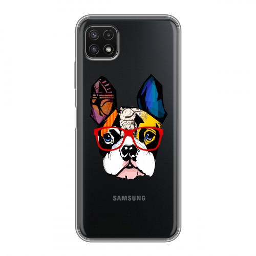 Полупрозрачный дизайнерский силиконовый с усиленными углами чехол для Samsung Galaxy A22s 5G Прозрачные щенки
