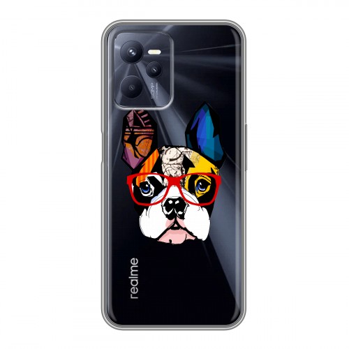 Полупрозрачный дизайнерский пластиковый чехол для Realme C35 Прозрачные щенки