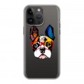 Полупрозрачный дизайнерский пластиковый чехол для Iphone 14 Pro Max Прозрачные щенки