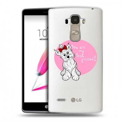 Полупрозрачный дизайнерский пластиковый чехол для LG G4 Stylus Прозрачные щенки