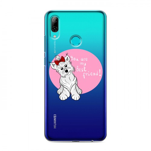 Полупрозрачный дизайнерский пластиковый чехол для Huawei P Smart (2019) Прозрачные щенки