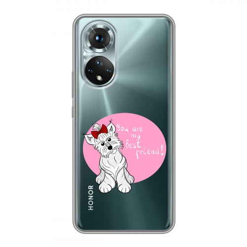 Полупрозрачный дизайнерский пластиковый чехол для Huawei Honor 50 Прозрачные щенки
