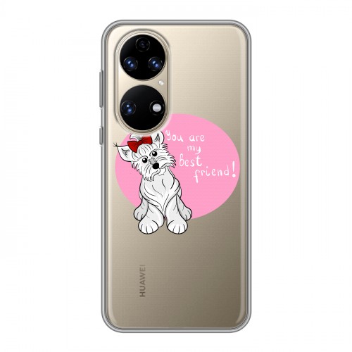 Полупрозрачный дизайнерский силиконовый чехол для Huawei P50 Pro Прозрачные щенки