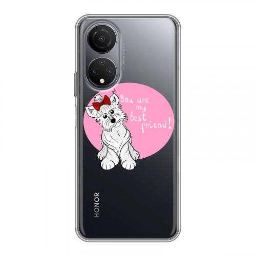 Полупрозрачный дизайнерский силиконовый чехол для Huawei Honor X7 Прозрачные щенки