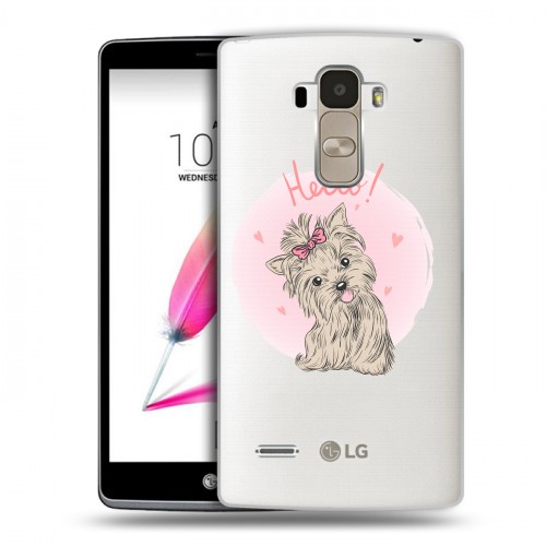 Полупрозрачный дизайнерский пластиковый чехол для LG G4 Stylus Прозрачные щенки