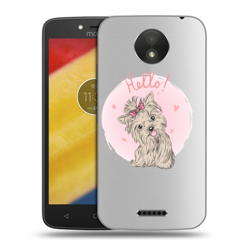 Полупрозрачный дизайнерский пластиковый чехол для Motorola Moto C Plus Прозрачные щенки