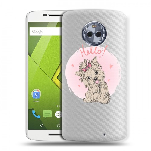 Полупрозрачный дизайнерский пластиковый чехол для Motorola Moto X4 Прозрачные щенки