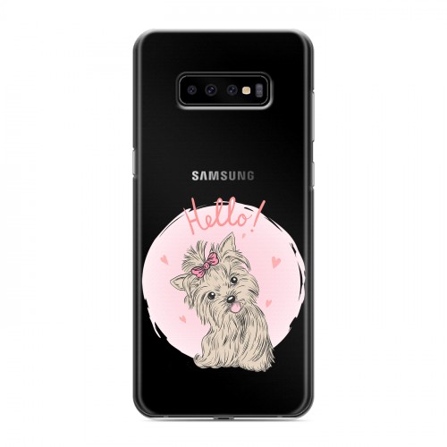 Полупрозрачный дизайнерский пластиковый чехол для Samsung Galaxy S10 Plus Прозрачные щенки