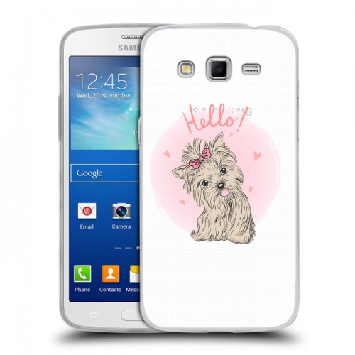 Полупрозрачный дизайнерский пластиковый чехол для Samsung Galaxy Grand 2 Прозрачные щенки