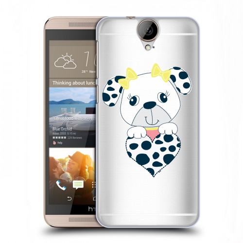 Полупрозрачный дизайнерский силиконовый чехол для HTC One E9+ Прозрачные щенки