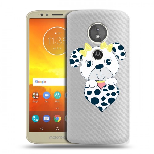 Полупрозрачный дизайнерский силиконовый чехол для Motorola Moto E5 Прозрачные щенки