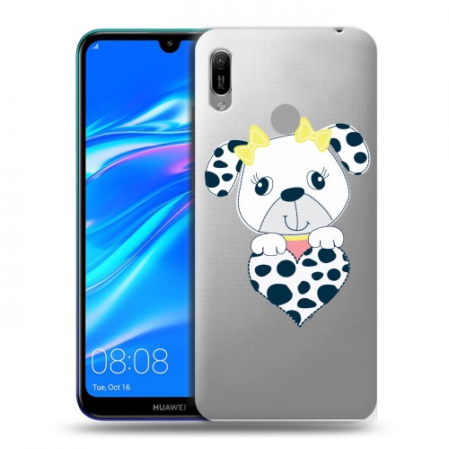 Полупрозрачный дизайнерский пластиковый чехол для Huawei Y6 (2019) Прозрачные щенки