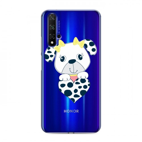 Полупрозрачный дизайнерский пластиковый чехол для Huawei Honor 20 Прозрачные щенки