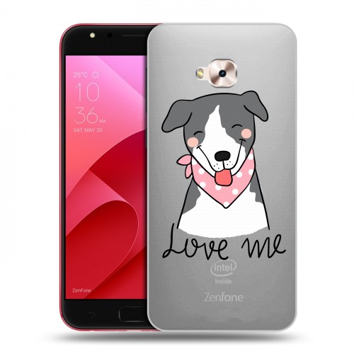 Полупрозрачный дизайнерский пластиковый чехол для ASUS ZenFone 4 Selfie Pro Прозрачные щенки