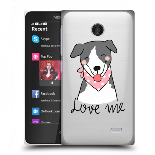 Полупрозрачный дизайнерский пластиковый чехол для Nokia X Прозрачные щенки